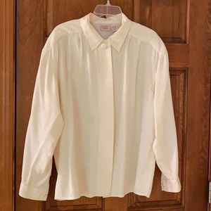 Classic Cream Button-Front Blouse